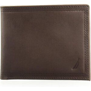 Men's Brown Bifold Leather Wallet RFID Blocking ID Window Card Slot Organization